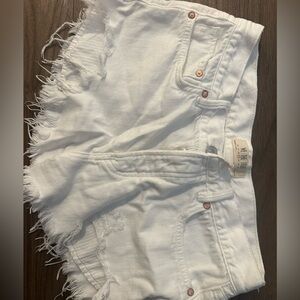 We The Free White Frayed Jean Shorts